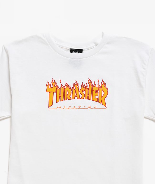 Thrasher Kids Flame White T-Shirt - thumbnail 3