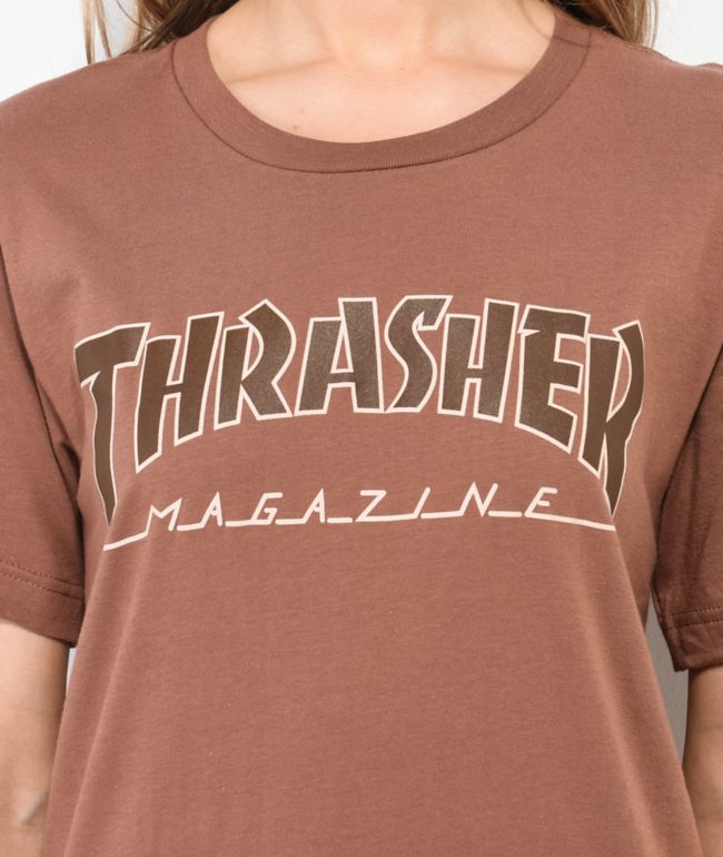 Thrasher Outlined Brown T-Shirt - thumbnail 2
