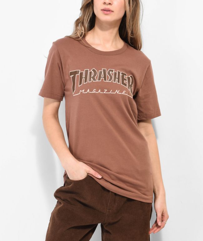 Thrasher Outlined Brown T-Shirt