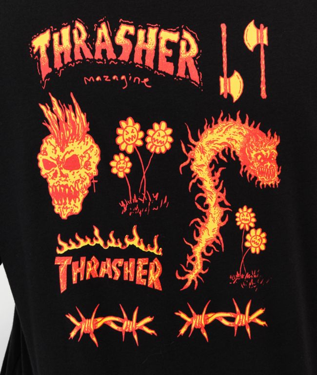 Thrasher Sketch Black T-Shirt - thumbnail 3