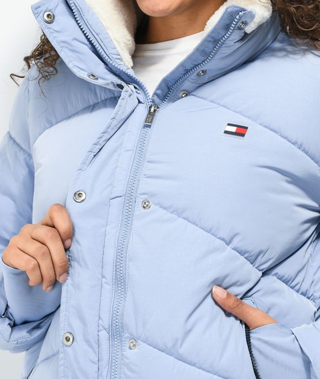 Tommy Hilfiger Chevron Quilted Light Purple Puffer Jacket - thumbnail 3