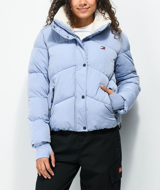 Tommy Hilfiger Chevron Quilted Light Purple Puffer Jacket