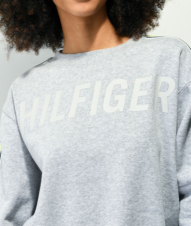 Tommy Hilfiger Grey Crop Crewneck Sweatshirt - thumbnail 2
