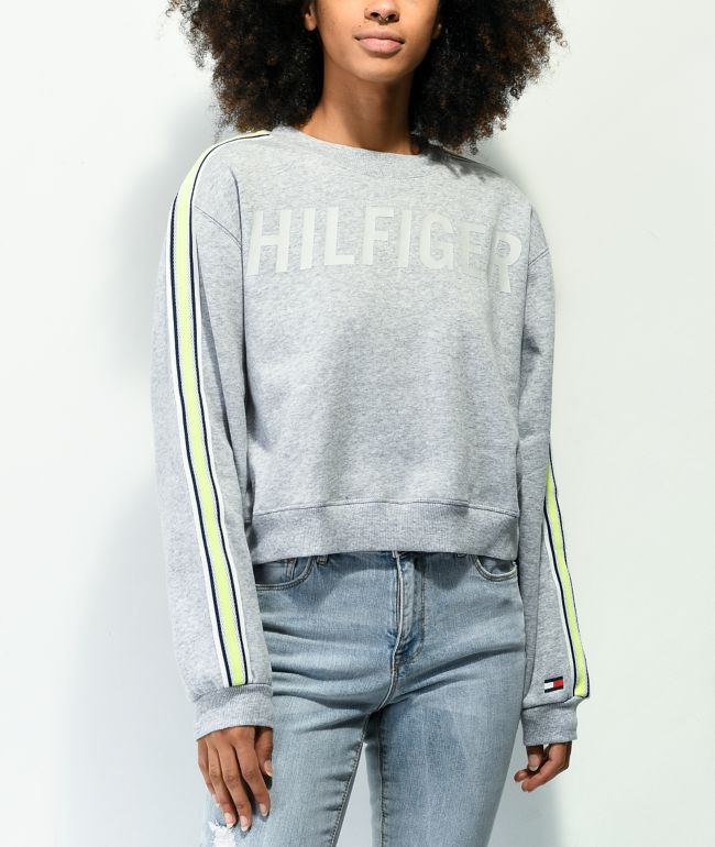 Tommy Hilfiger Grey Crop Crewneck Sweatshirt