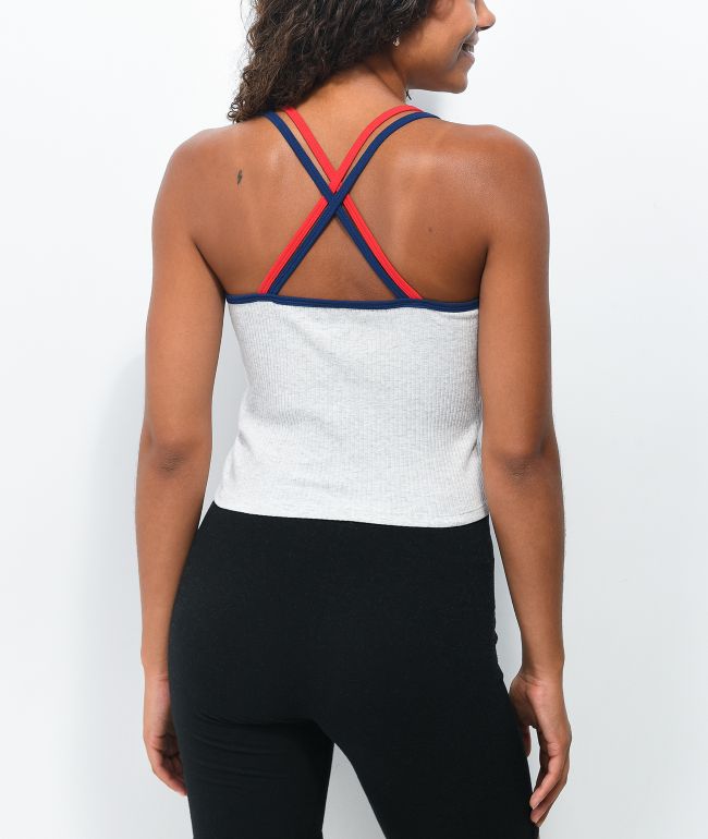 Tommy Hilfiger Ribbed Grey Cami Crop Tank Top - thumbnail 2