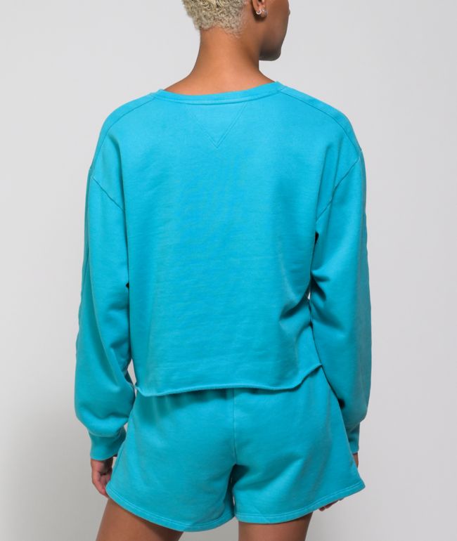 Tommy Hilfiger Scuba Blue Crop Crewneck Sweatshirt - thumbnail 3