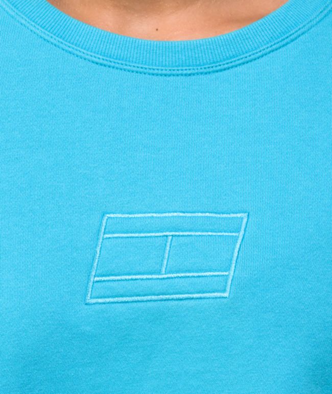 Tommy Hilfiger Scuba Blue Crop Crewneck Sweatshirt - thumbnail 2
