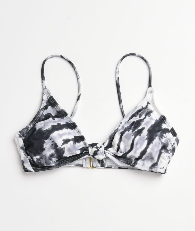 Trillium Audry Black & White Tie Dye Triangle Bikini Top