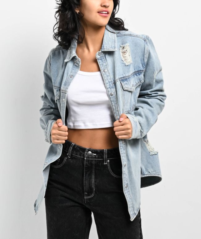 Trio Urban Smiley Blue Denim Jacket - thumbnail 3