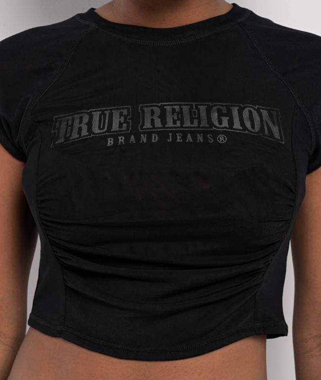 True Religion Arched Logo Black Mesh Top - thumbnail 3