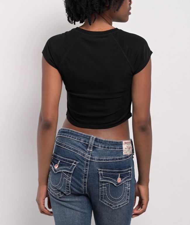 True Religion Arched Logo Black Mesh Top - thumbnail 2