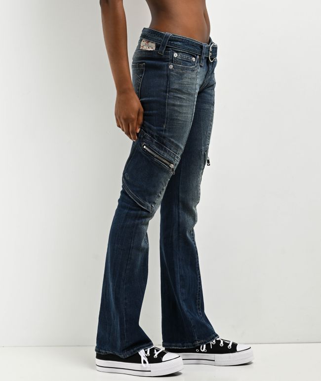 True Religion Becca Belted La Serena Low Rise Cargo Bootcut Jeans - thumbnail 3