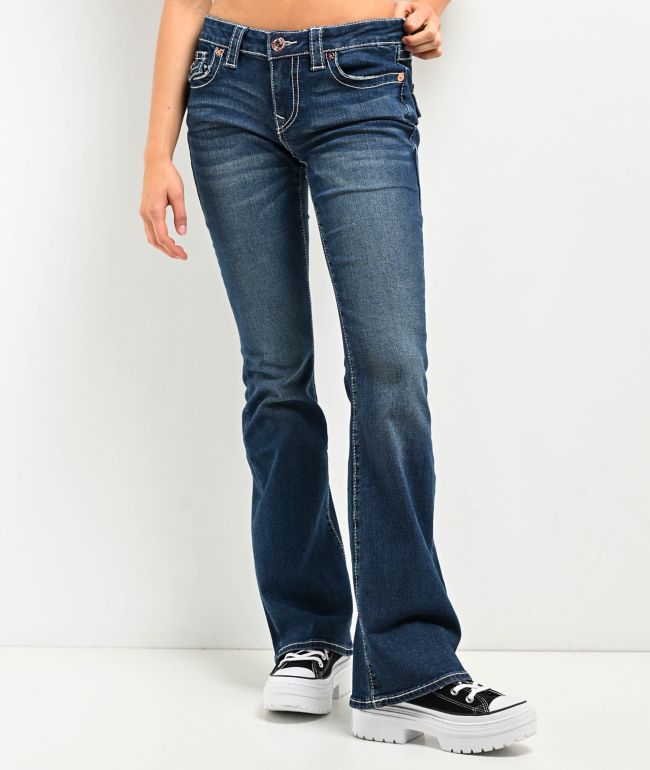 True Religion Becca Big T Low Rise Rose Gold Bootcut Jeans