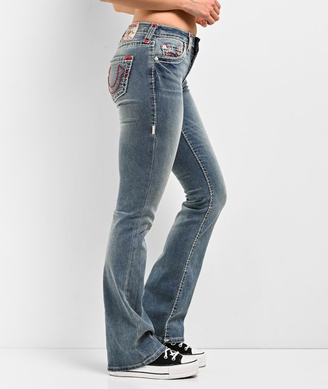 True Religion Becca Mid Rise Super T Crushed Lily Bootcut Jeans - thumbnail 3