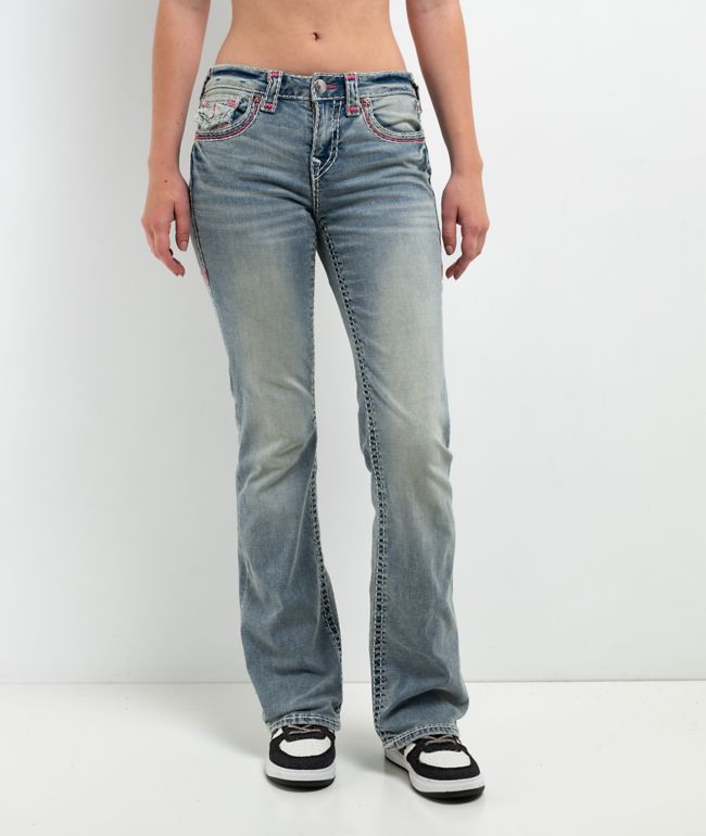True Religion Becca Super T Applique Petal Bloom Bootcut Jeans - thumbnail 2