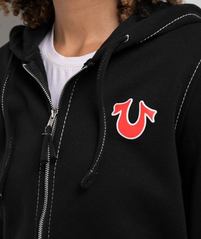 True Religion Big T Black Crop Zip Hoodie - thumbnail 3