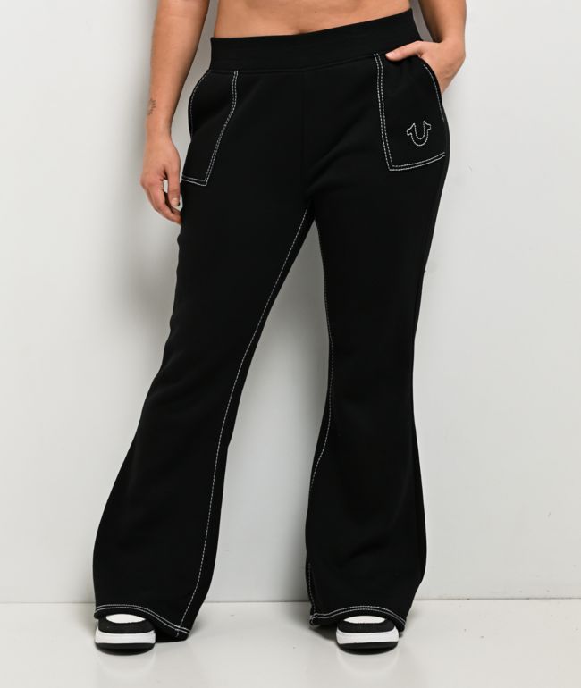 True Religion Big T Black Flare Sweatpants - thumbnail 3