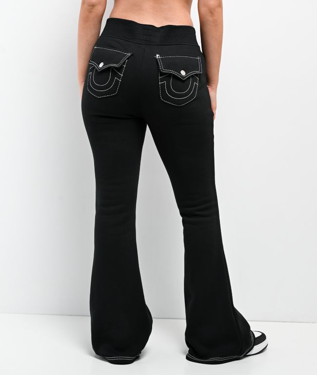 True Religion Big T Black Flare Sweatpants - thumbnail 2