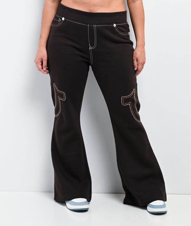 True Religion Big T Brown Low Rise Flare Sweatpants - thumbnail 3