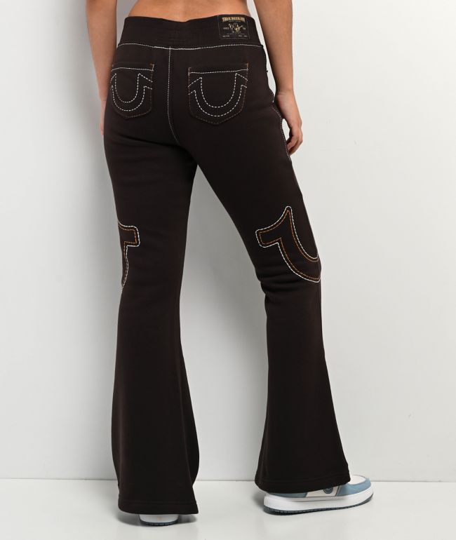 True Religion Big T Brown Low Rise Flare Sweatpants - thumbnail 2