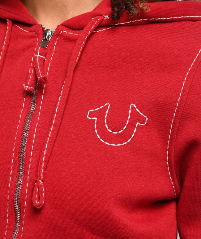 True Religion Big T Logo Red Zip Hoodie - thumbnail 3