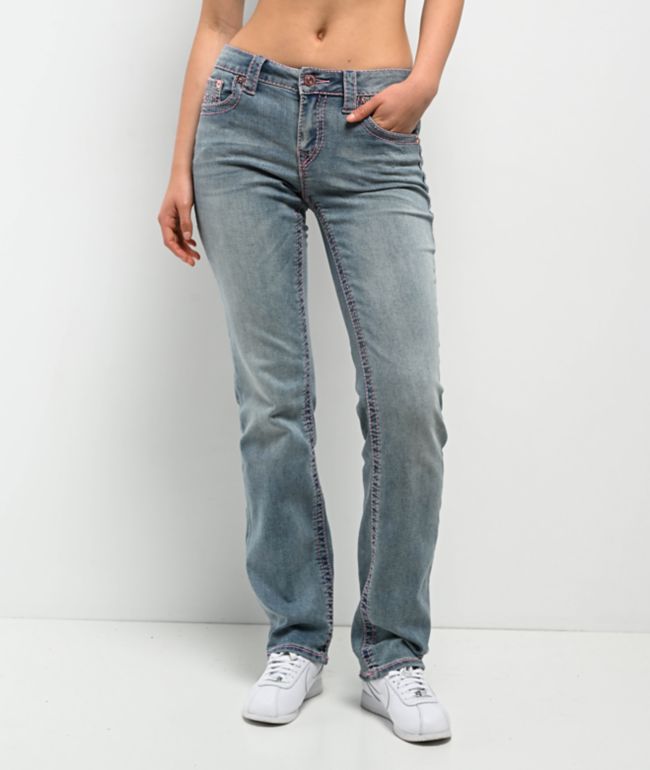 True Religion Billie Big T California Poppy Mid Rise Jeans