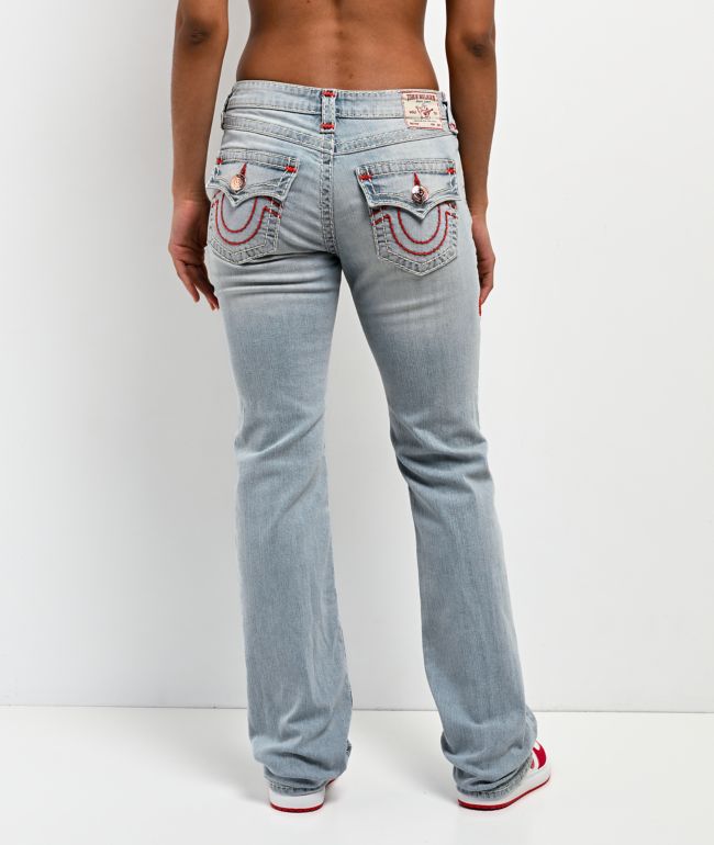 True Religion Billie Super T Misson Sky Mid Rise Jeans