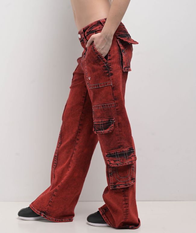 True Religion Bobbi Trv Red Baggy Cargo Pants - thumbnail 3