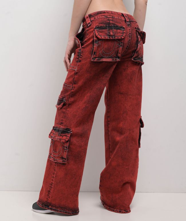 True Religion Bobbi Trv Red Baggy Cargo Pants - thumbnail 2