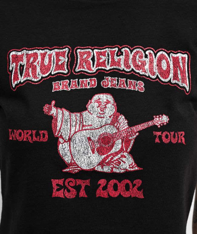 True Religion Buddha Logo Black Crop T-Shirt - thumbnail 3