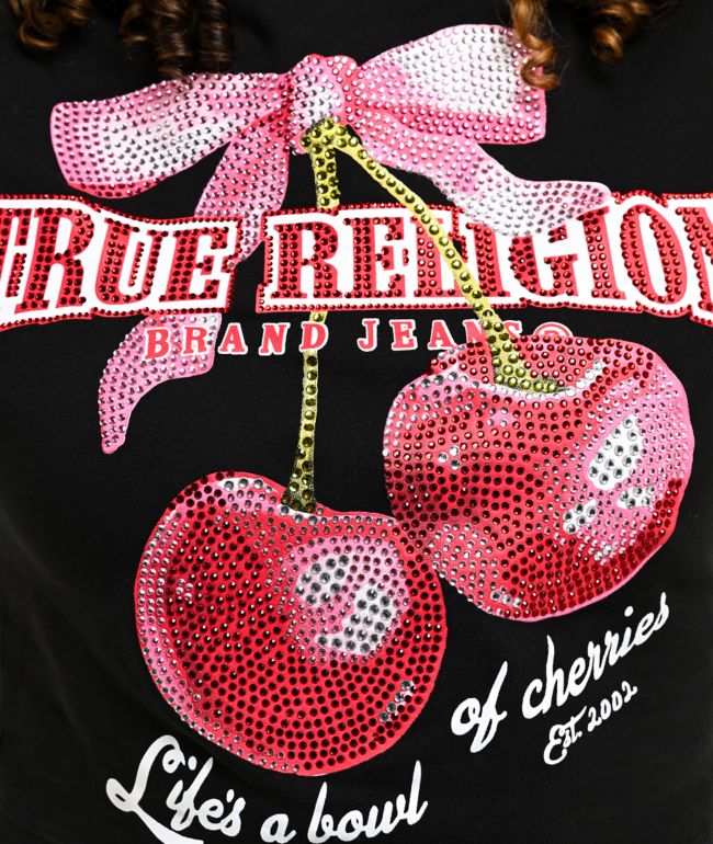 True Religion Cherry Black Crop T-Shirt - thumbnail 3