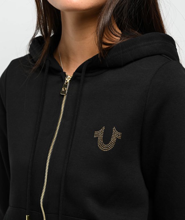 True Religion Classic Crystal Black Zip Hoodie - thumbnail 3