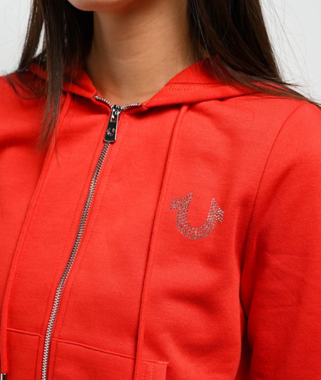 True Religion Classic Crystal Red Zip Hoodie - thumbnail 3
