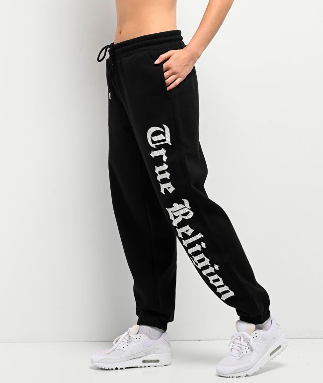 True Religion Crystal Black Boyfriend Jogger Sweatpants - thumbnail 3
