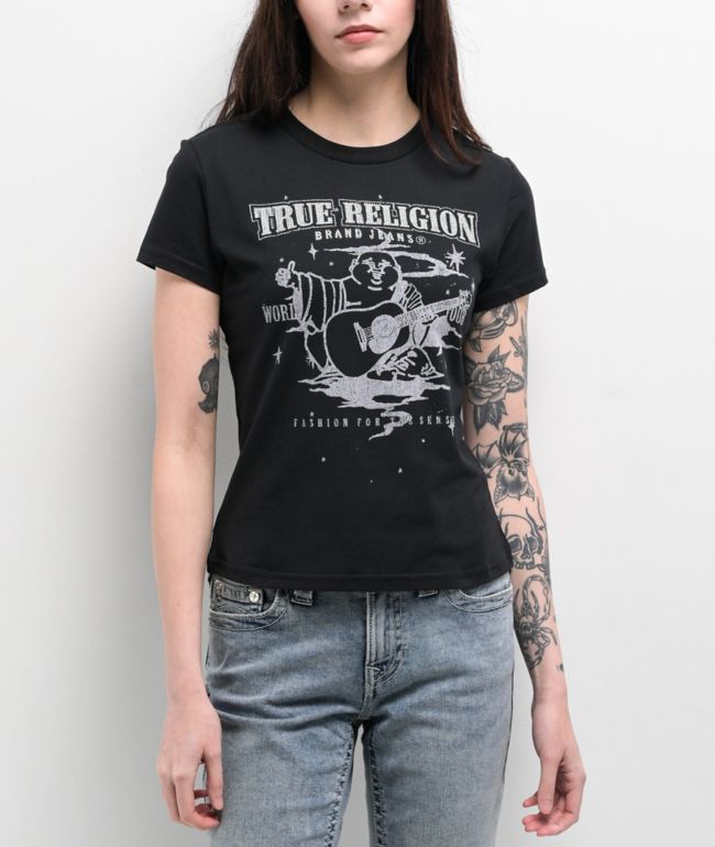 True Religion Crystal Buddha Black T-Shirt