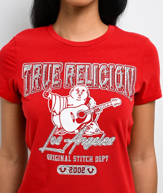 True Religion Crystal Buddha Red T-Shirt - thumbnail 3