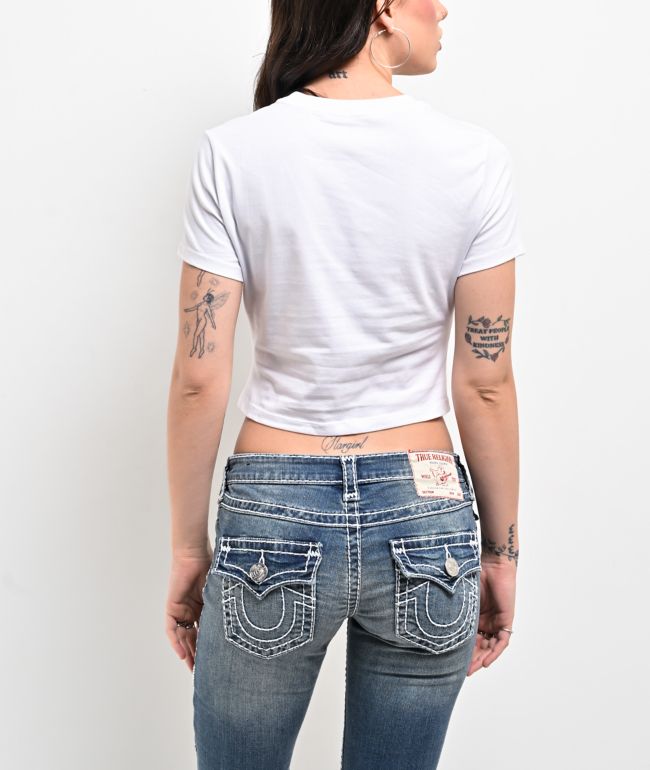 True Religion Crystal Buddha White Crop T-Shirt - thumbnail 2