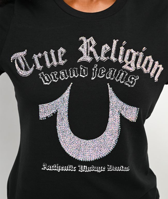 True Religion Crystal Horseshoe Black T-Shirt - thumbnail 3