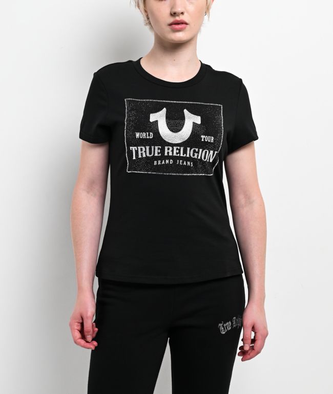 True Religion Crystal Logo Classic Black T-Shirt