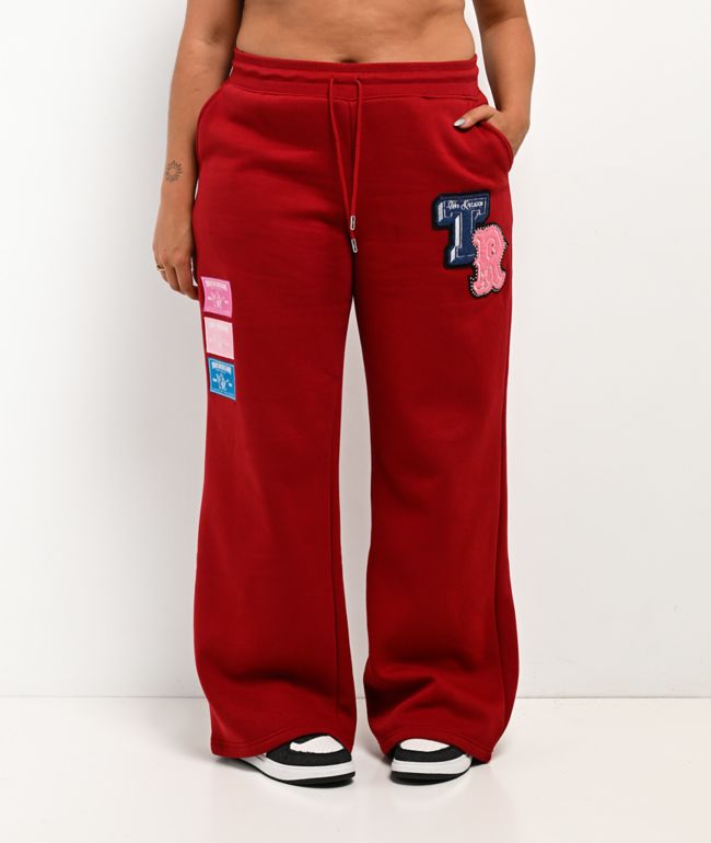 True Religion Crystal Patch Red Straight Leg Sweatpants - thumbnail 3