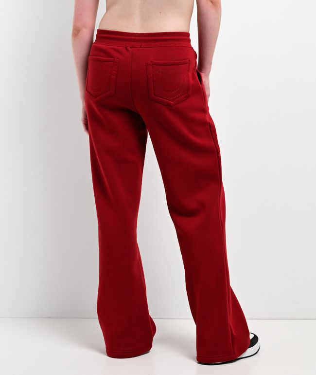 True Religion Crystal Patch Red Straight Leg Sweatpants - thumbnail 2