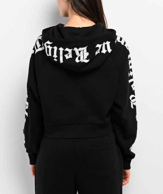 True Religion Crystal Relaxed Black Zip Hoodie - thumbnail 2