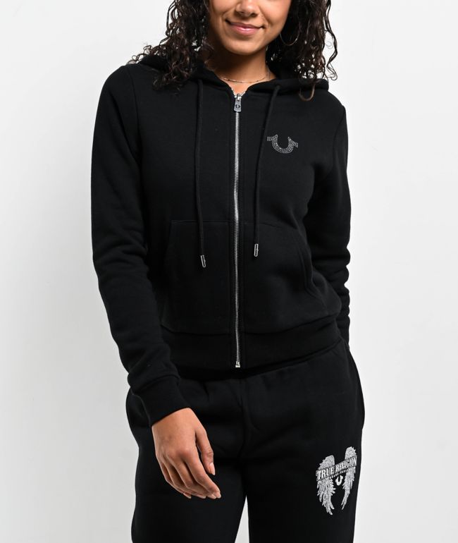 True Religion Crystal Wing Black Zip Hoodie - thumbnail 2