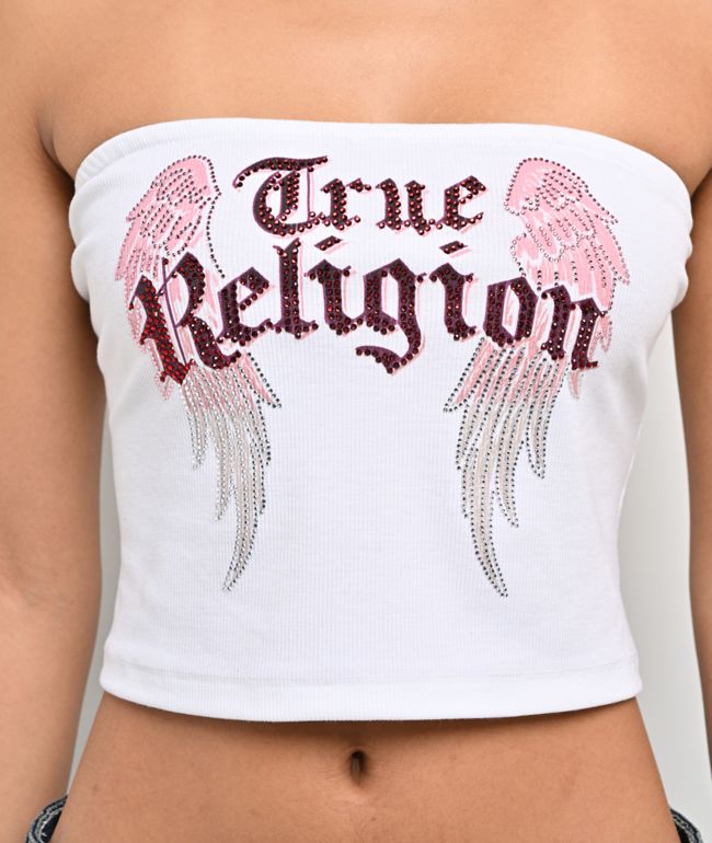 True Religion Crystal Wing White Tube Top - thumbnail 3