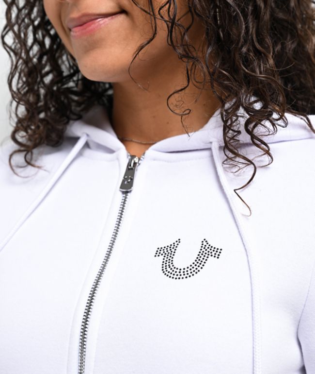 True Religion Crystal Wing White Zip Hoodie - thumbnail 3