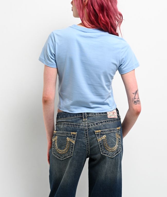 True Religion Crystal Wings Blue Crop T-Shirt - thumbnail 2