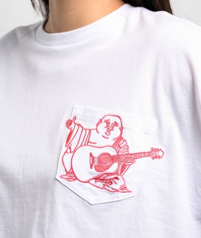True Religion Embroidered Buddha White Crop T-Shirt - thumbnail 3