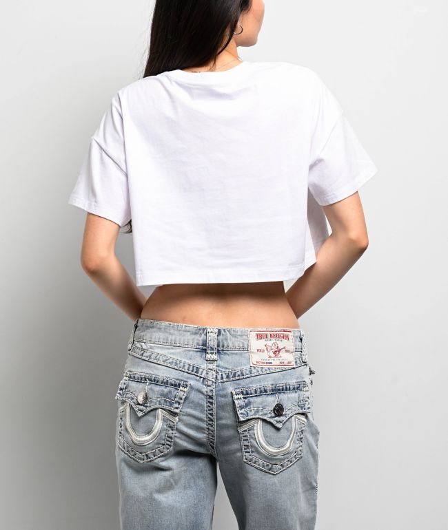 True Religion Embroidered Buddha White Crop T-Shirt - thumbnail 2