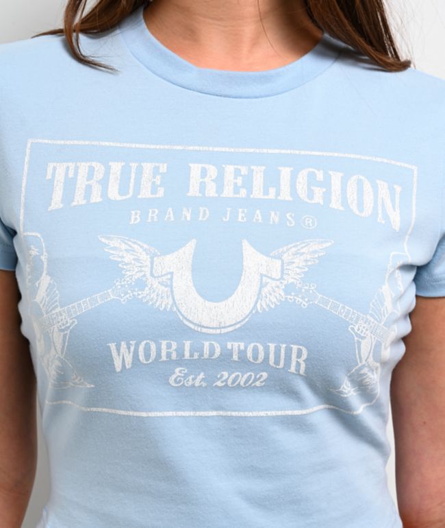True Religion Heritage Light Blue Crop T-Shirt - thumbnail 3