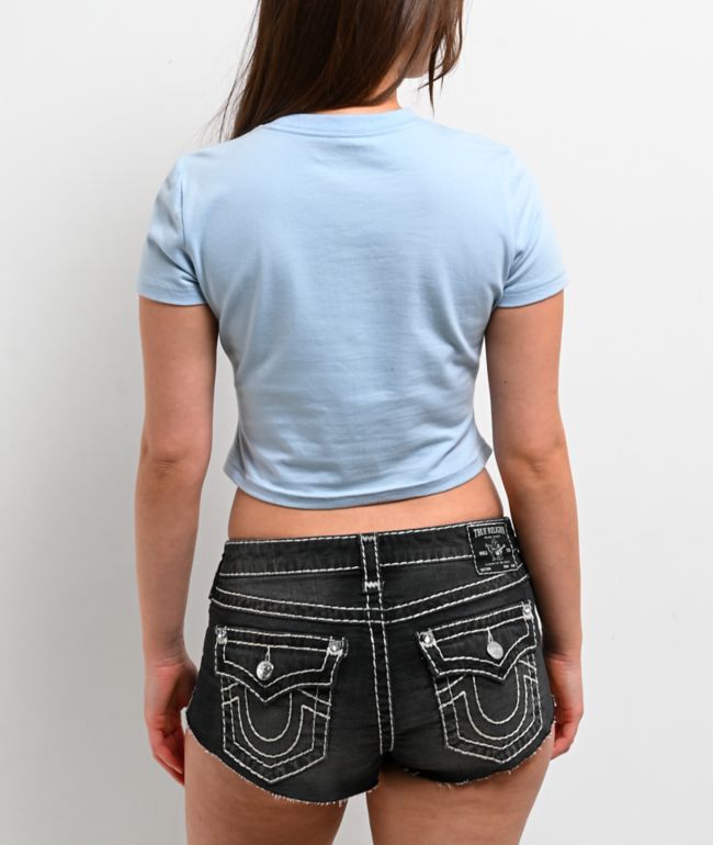 True Religion Heritage Light Blue Crop T-Shirt - thumbnail 2
